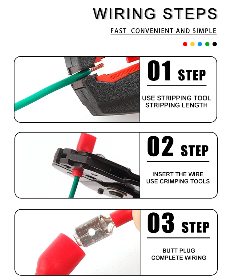 50PCS FDD/MDD 6.3mm Terminal Red Blue Yellow Female Male Spade Insulated Electrical Crimp Terminal Connectors Wiring Cable Plug