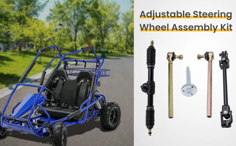 Steering Wheel Parts Tie Rod Rack Adjustable Shaft Set Unit For 110cc Go Kart 110cc Go Kart Assembly Shaft Kit