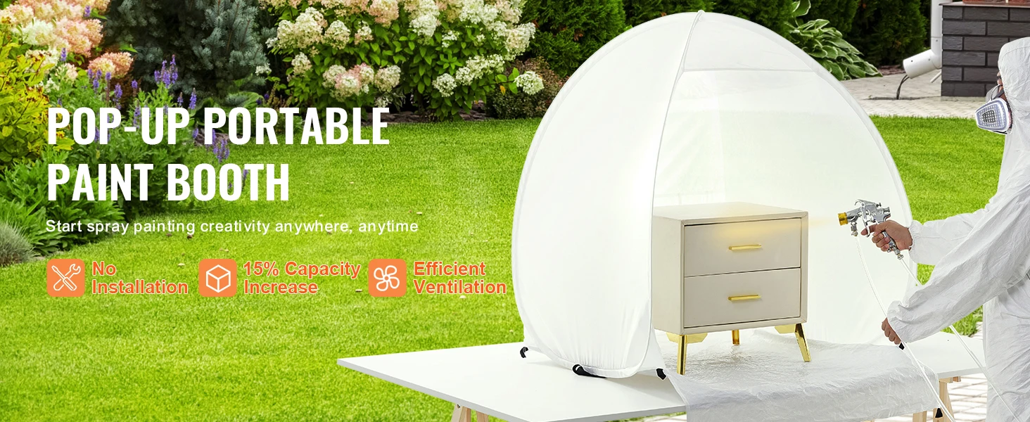 SucceBuy Spray Paint Shelter 40 x 35 x 40 in Pop-Up Portable Spray Paint Tent with Built-In Floor Exhaust Window and Storage Bag