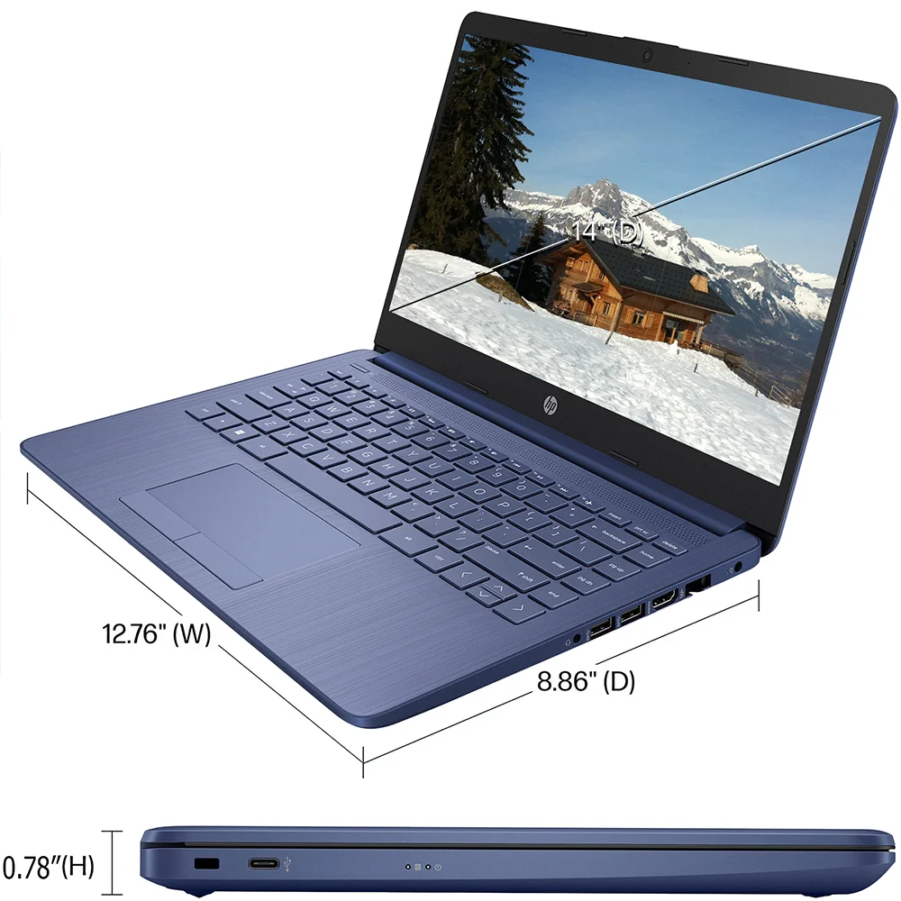 HP Newest 14" Business Laptop,Ultral Light Laptop,Intel Celeron N4120,16GB RAM,64GB eMMC,1 Year Office 365,Win 11 S,Royal Blue