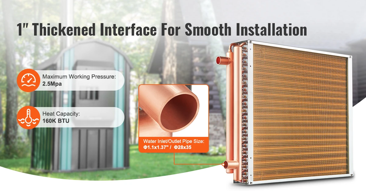SucceBuy Heat Exchanger Water to Air 18"x 20" for Outdoor Wood Furnaces Residential Heating and Cooling and Forced Air Heating