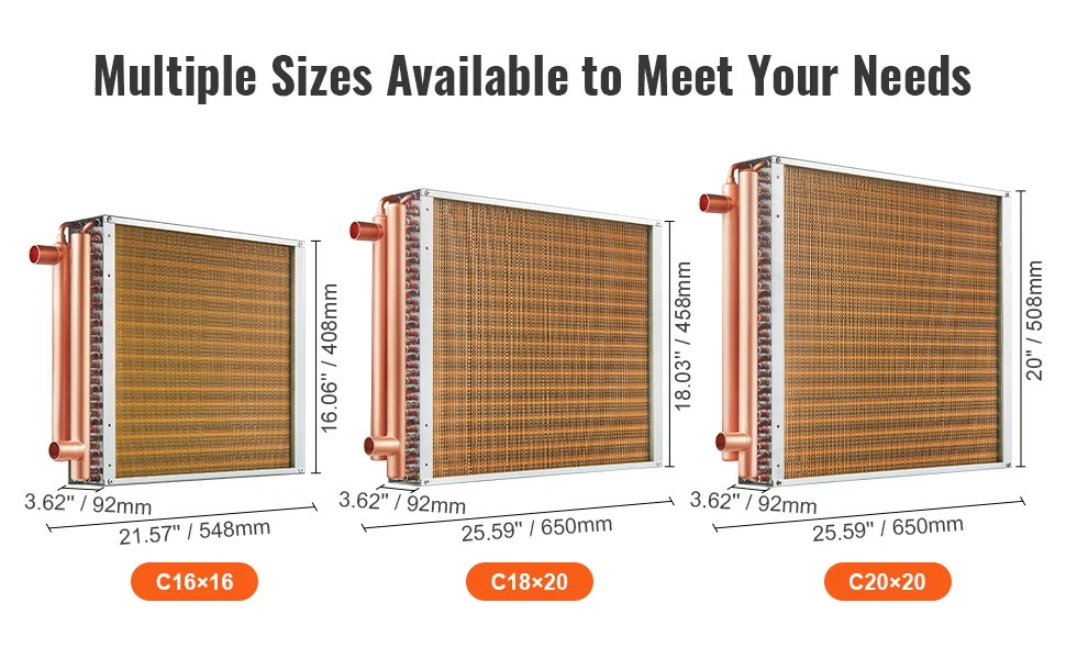 SucceBuy Heat Exchanger Water to Air 18"x 20" for Outdoor Wood Furnaces Residential Heating and Cooling and Forced Air Heating