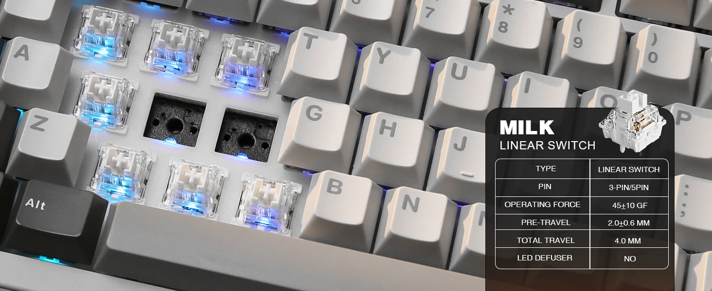 YUNZII B75 PRO 82-Key Wireless Mechanical Gaming Keyboard, Gasket Hot Swap Custom RGB 75% BT/Type-C/2.4G Creamy Knob Keyboard