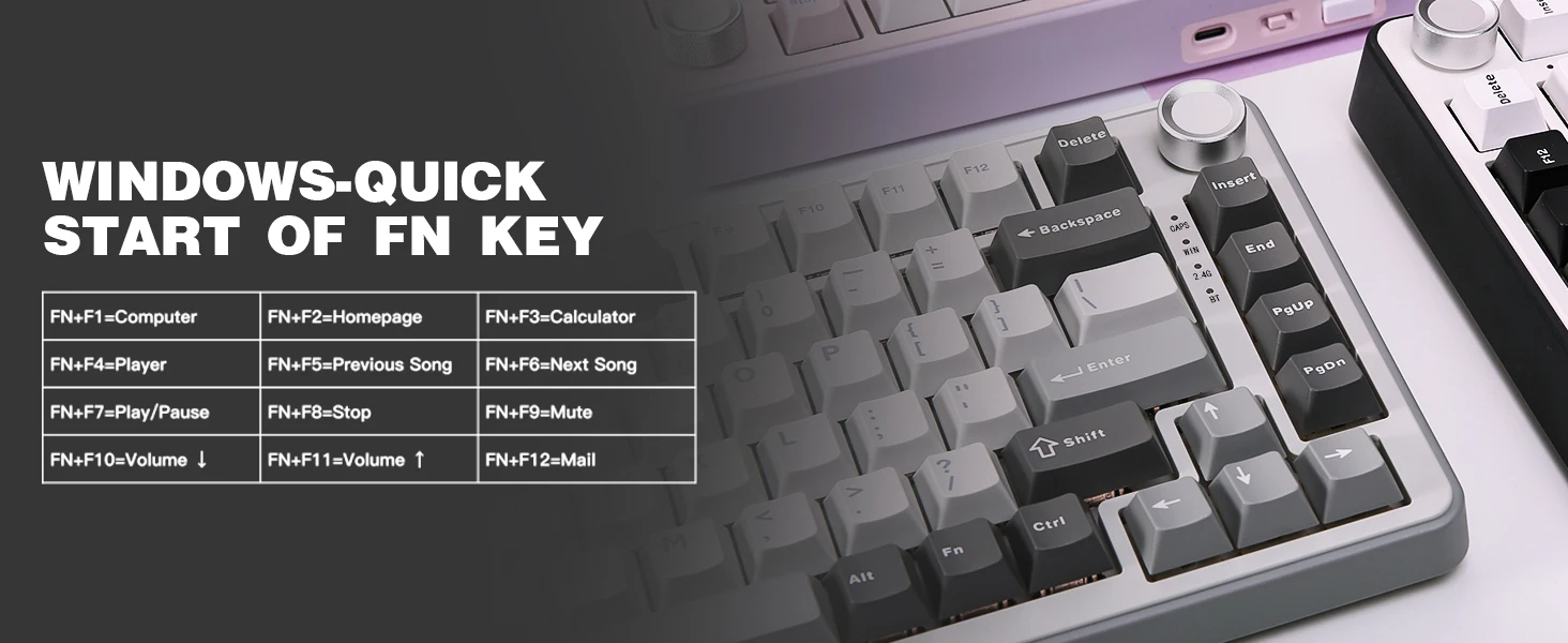 YUNZII B75 PRO 82-Key Wireless Mechanical Gaming Keyboard, Gasket Hot Swap Custom RGB 75% BT/Type-C/2.4G Creamy Knob Keyboard