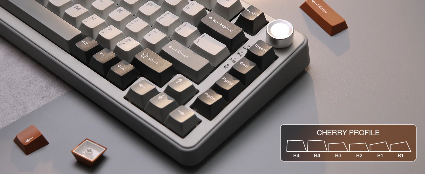 YUNZII B75 PRO 82-Key Wireless Mechanical Gaming Keyboard, Gasket Hot Swap Custom RGB 75% BT/Type-C/2.4G Creamy Knob Keyboard