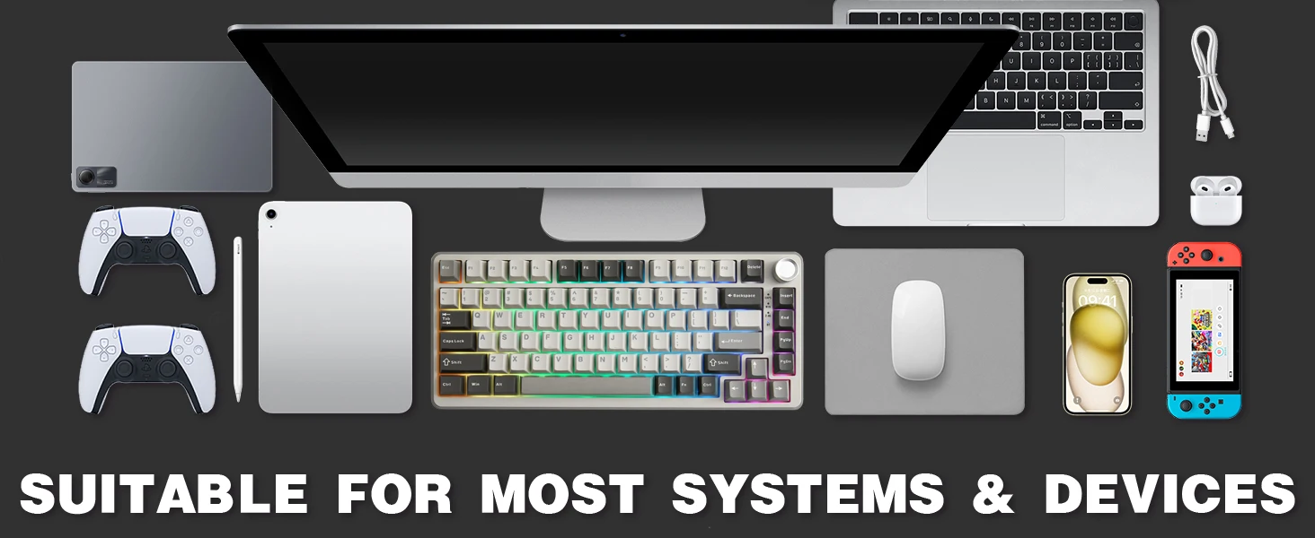 YUNZII B75 PRO 82-Key Wireless Mechanical Gaming Keyboard, Gasket Hot Swap Custom RGB 75% BT/Type-C/2.4G Creamy Knob Keyboard