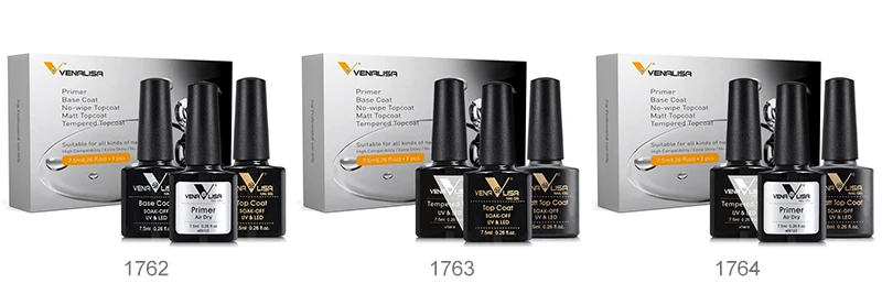 3pcs/set Venalisa Primer Base Coat Topcoat Nail Gel Polish Set Soak Off LED UV Gel Lacquer Nowipe Shiny Nail Gel Manicure Gel