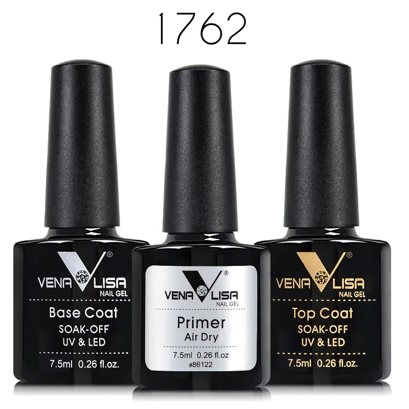 3pcs/set Venalisa Primer Base Coat Topcoat Nail Gel Polish Set Soak Off LED UV Gel Lacquer Nowipe Shiny Nail Gel Manicure Gel