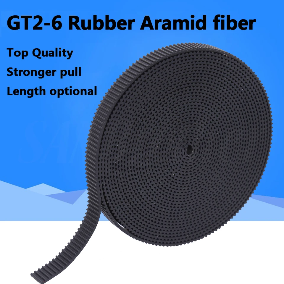 5m/10m//20m/50m/lot GT2-6mm / 10mm open timing belt GT2 belt Rubber Aramid Fiber cut to length for 3D printer wholesale