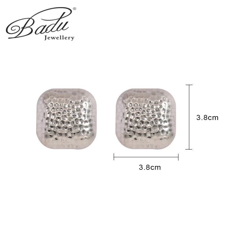 Badu Frosted Gold Color Semi-Ball Stud Earrings for Women Vintage Metal Big Round Earrings Jewelry Party Fashion Accessories