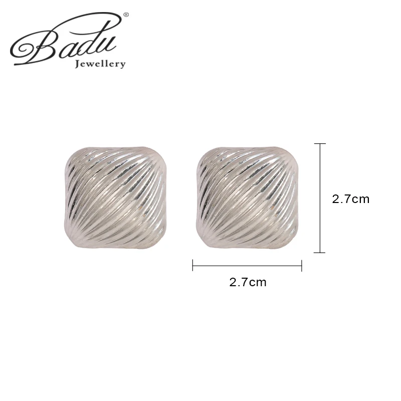 Badu Frosted Gold Color Semi-Ball Stud Earrings for Women Vintage Metal Big Round Earrings Jewelry Party Fashion Accessories