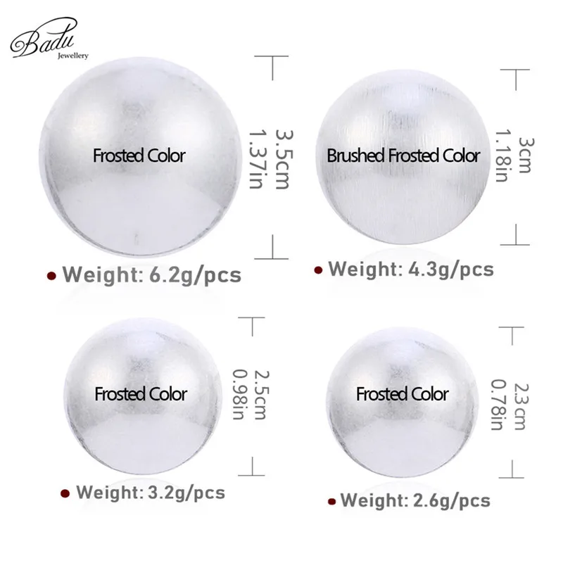 Badu Frosted Gold Color Semi-Ball Stud Earrings for Women Vintage Metal Big Round Earrings Jewelry Party Fashion Accessories