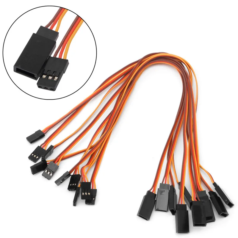 10Pcs 150/200/300/500mm Servo Extension Lead Wire Cable For RC Futaba JR Male to Female 30cm JUL27_32