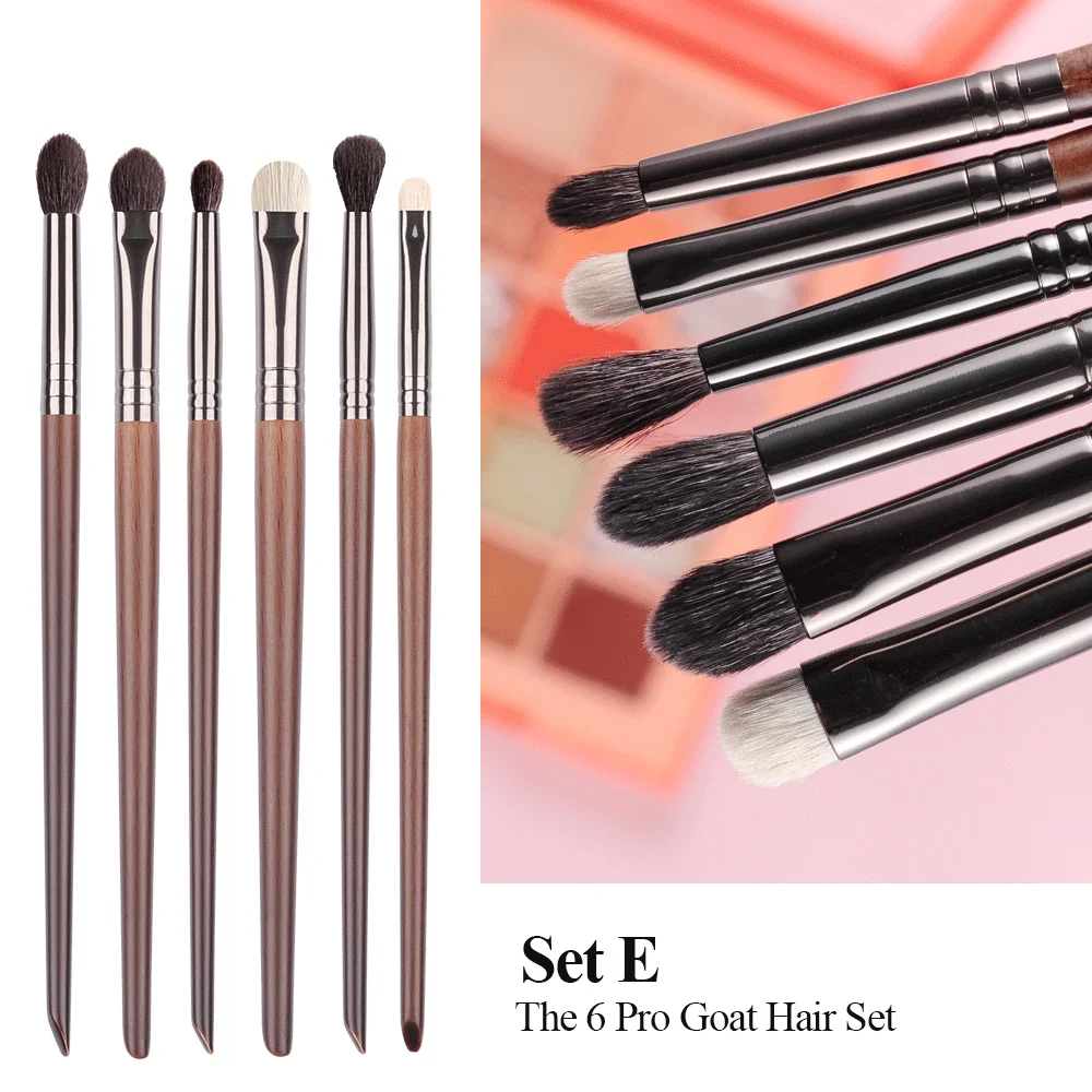 OVW Cosmetic 2/6 pcs Makeup Eye Shadow Brush Set Goat Hair Tool Ultra Soft Make Up Tapered Blender Diffuse Kit Cut Crease Brush