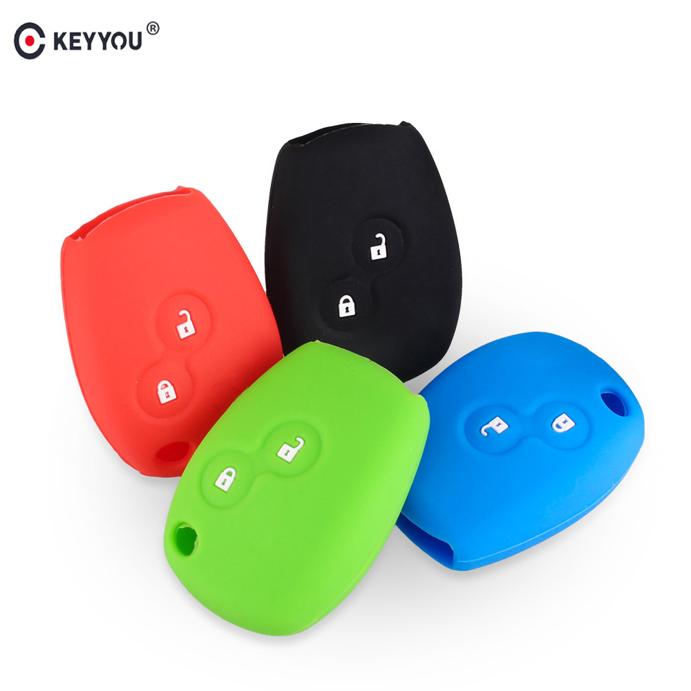 KEYYOU Silicone Rubber Case Key Cover 2 Button For Renault Clio Scenic Megane Duster Sandero Captur Twingo Modus Car Remote Key