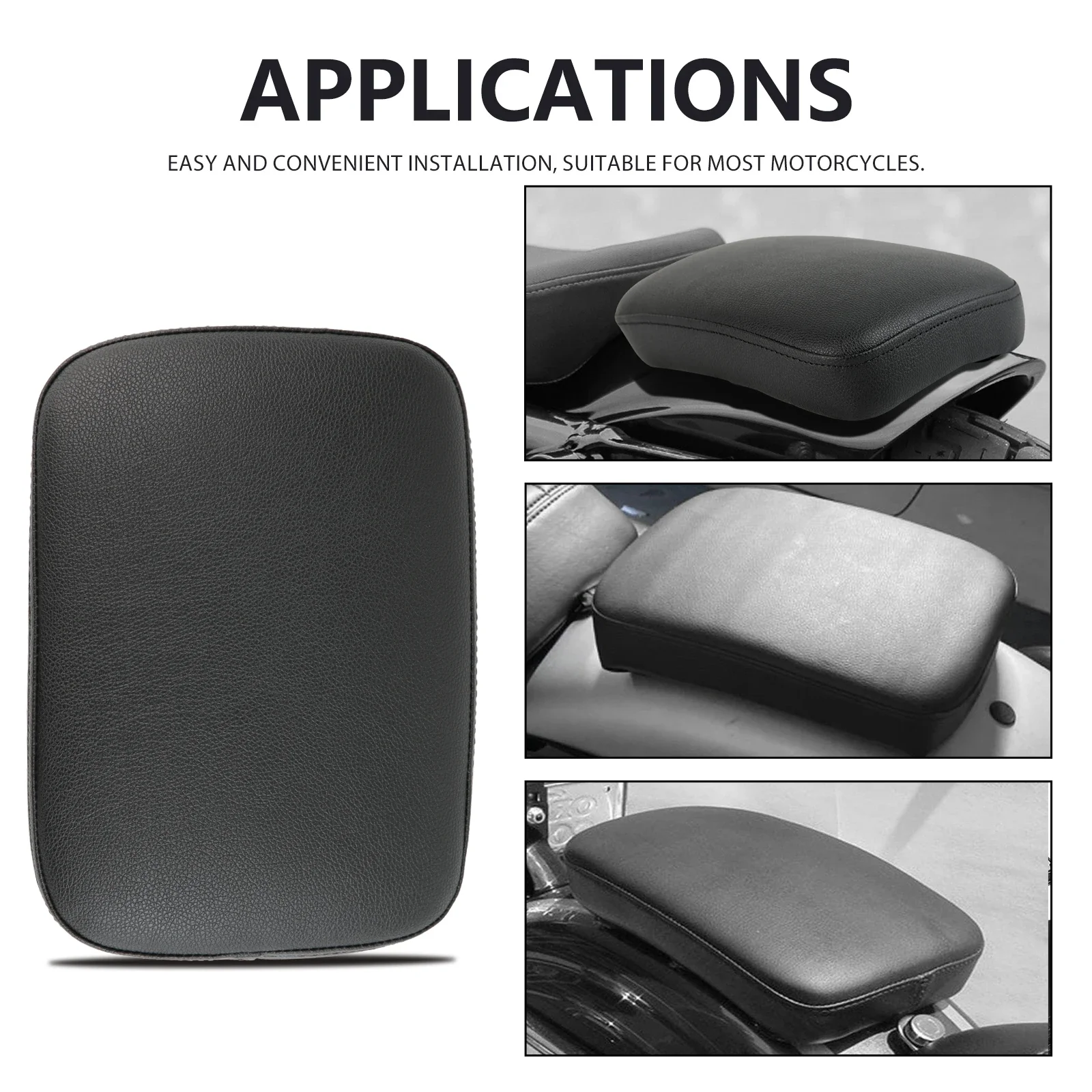 Motorcycle Rear Passenger Pillion Pad Rectangular Pillion Passenger Pad Seat For Harley Dyna 883 Choppers Bobber 8 Suction Cups