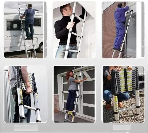 DayPlus Telescopic Loft Ladder Collapsible Step Ladders Extendable Alminium Ladders Folding Extending Portable,EN131,150kg/330lb