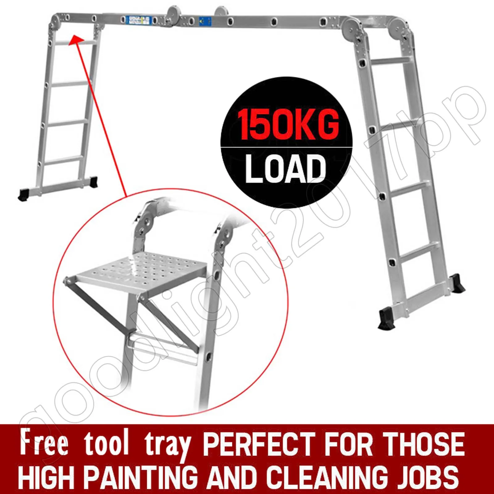DayPlus Telescopic Loft Ladder Collapsible Step Ladders Extendable Alminium Ladders Folding Extending Portable,EN131,150kg/330lb