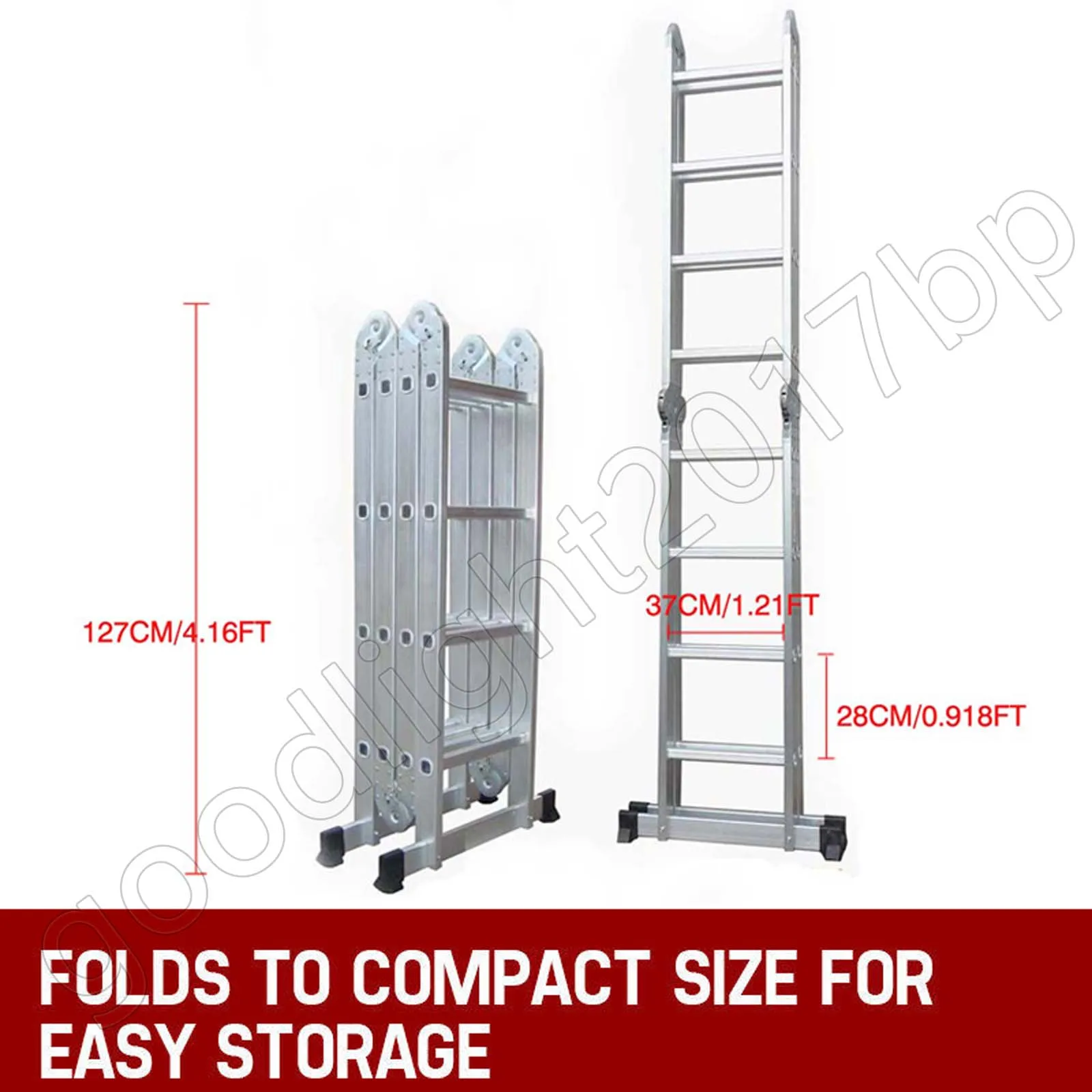 DayPlus Telescopic Loft Ladder Collapsible Step Ladders Extendable Alminium Ladders Folding Extending Portable,EN131,150kg/330lb