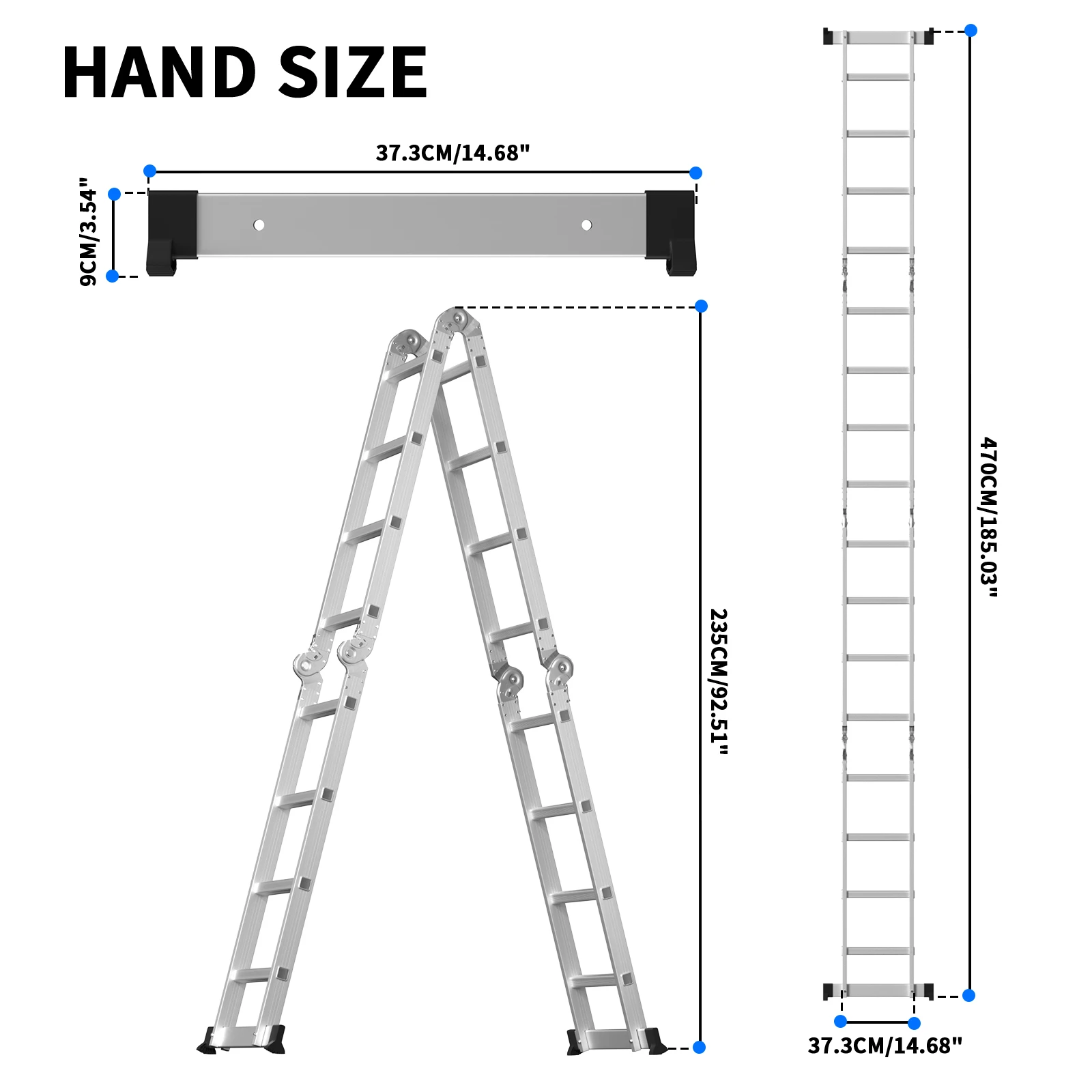 DayPlus Telescopic Loft Ladder Collapsible Step Ladders Extendable Alminium Ladders Folding Extending Portable,EN131,150kg/330lb