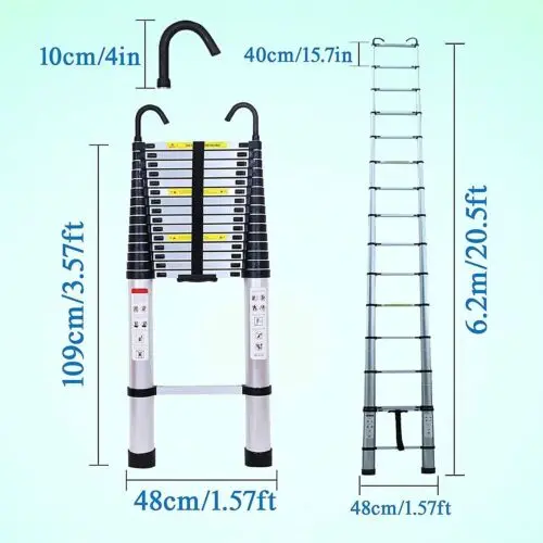 DayPlus Telescopic Loft Ladder Collapsible Step Ladders Extendable Alminium Ladders Folding Extending Portable,EN131,150kg/330lb