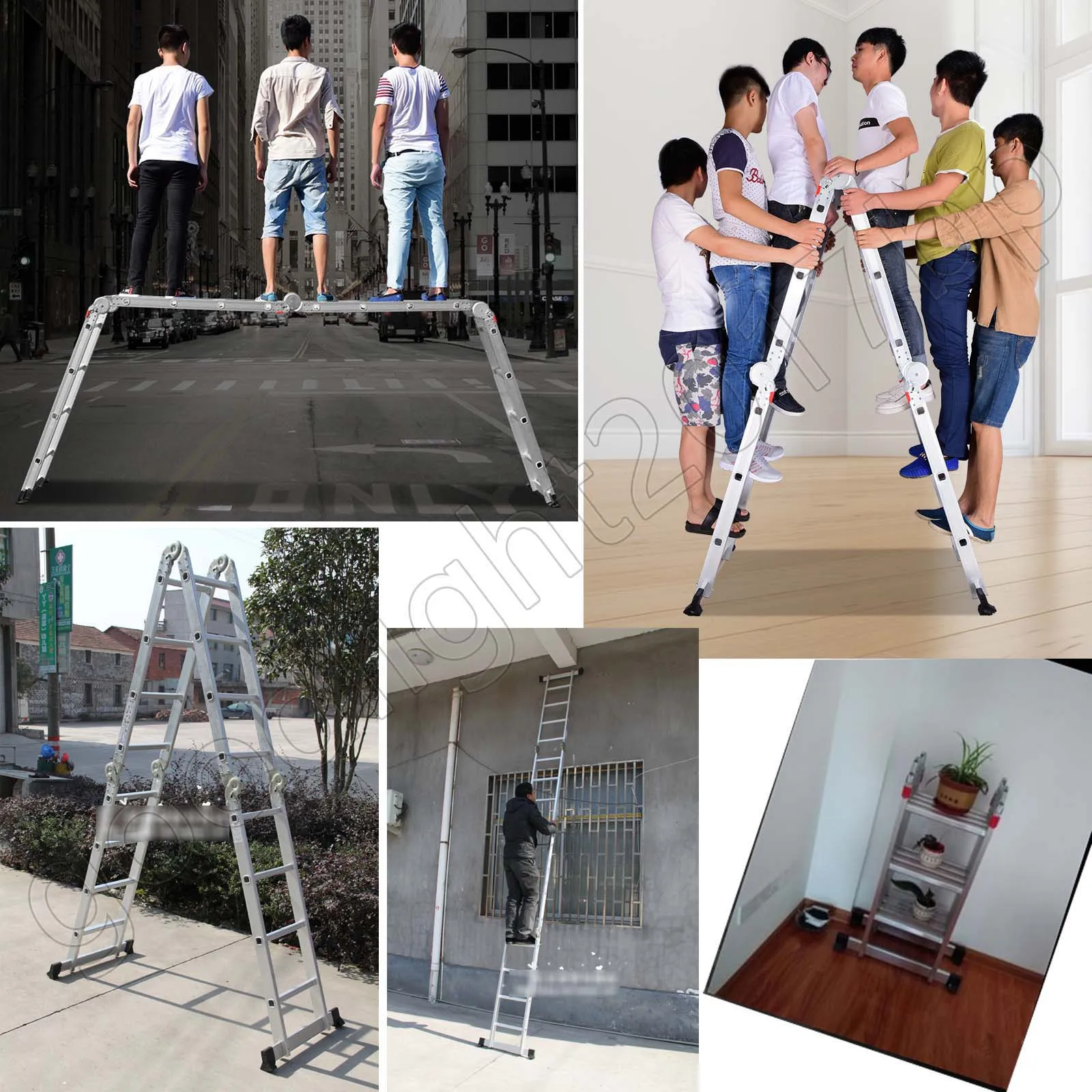 DayPlus Telescopic Loft Ladder Collapsible Step Ladders Extendable Alminium Ladders Folding Extending Portable,EN131,150kg/330lb