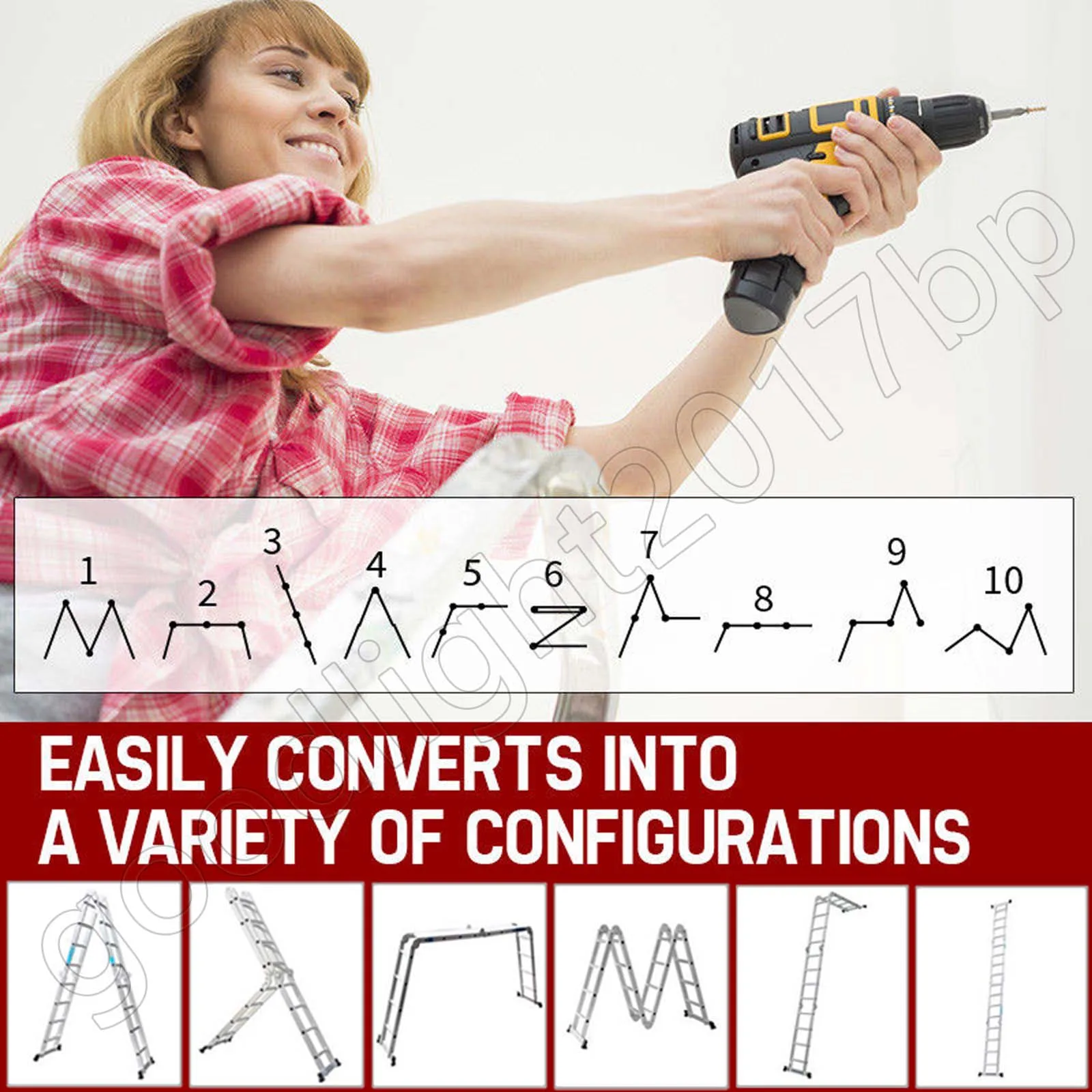 DayPlus Telescopic Loft Ladder Collapsible Step Ladders Extendable Alminium Ladders Folding Extending Portable,EN131,150kg/330lb