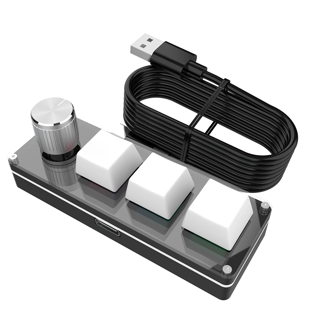 Programmable DIY Mechanical Keyboard Bluetooth/USB Wired RGB Custom Mini 3 Key 1 Knob Knob Macro Hotswap Keypa for Laptop