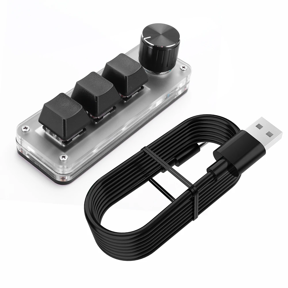 Programmable DIY Mechanical Keyboard Bluetooth/USB Wired RGB Custom Mini 3 Key 1 Knob Knob Macro Hotswap Keypa for Laptop