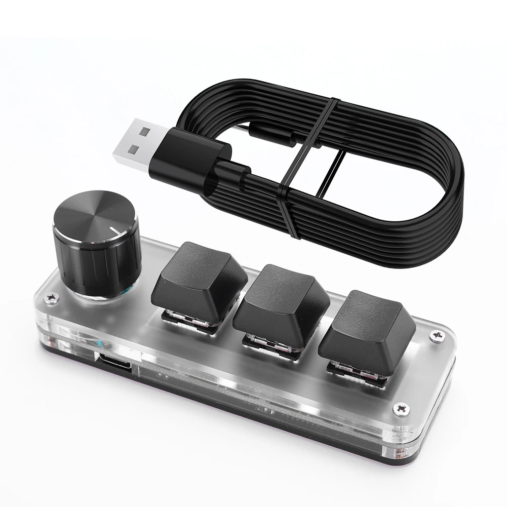 Programmable DIY Mechanical Keyboard Bluetooth/USB Wired RGB Custom Mini 3 Key 1 Knob Knob Macro Hotswap Keypa for Laptop