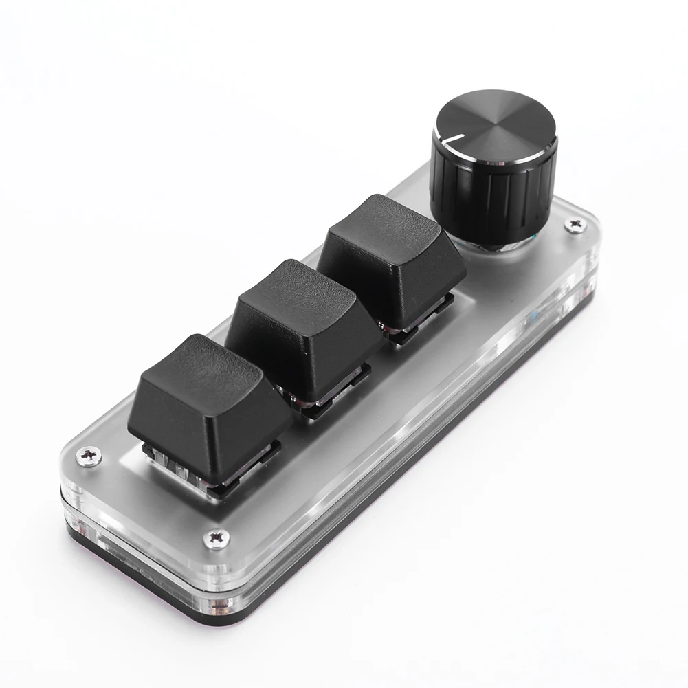 Programmable DIY Mechanical Keyboard Bluetooth/USB Wired RGB Custom Mini 3 Key 1 Knob Knob Macro Hotswap Keypa for Laptop