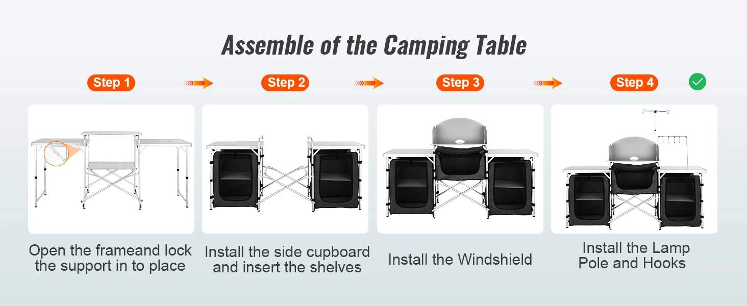 SucceBuy Camping Outdoor Kitchen Table Cabinet Foldable Folding Cooking Storage Rack Aluminum Alloy Bracket for BBQ Picnic