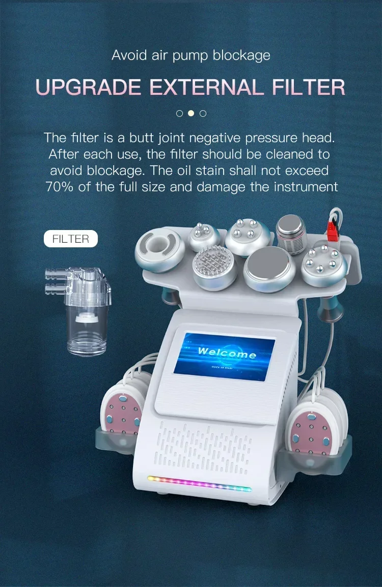 9 in 1 Tool 80K Cavitation Ultrasonic Body Slimming Machine Multi-Polar Frequency Anti-Wrinkle Rejuvenation Skin Lift Tighten