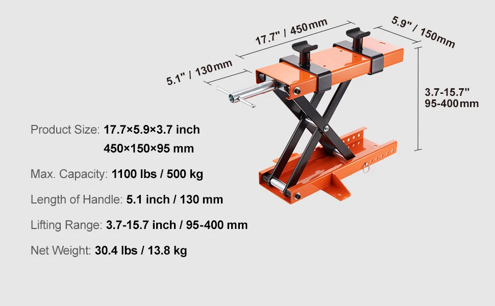 SucceBuy Motorcycle Lift 350/1100/1500 LBS Capacity Motorcycle Scissor Lift Jack with Wide Deck&Safety Pin for Bikes Motorcycles