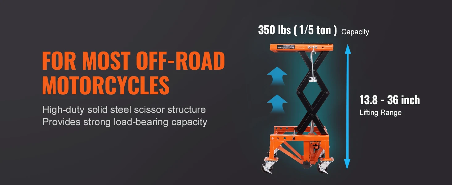 SucceBuy Motorcycle Lift 350/1100/1500 LBS Capacity Motorcycle Scissor Lift Jack with Wide Deck&Safety Pin for Bikes Motorcycles