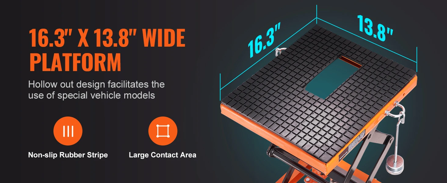 SucceBuy Motorcycle Lift 350/1100/1500 LBS Capacity Motorcycle Scissor Lift Jack with Wide Deck&Safety Pin for Bikes Motorcycles