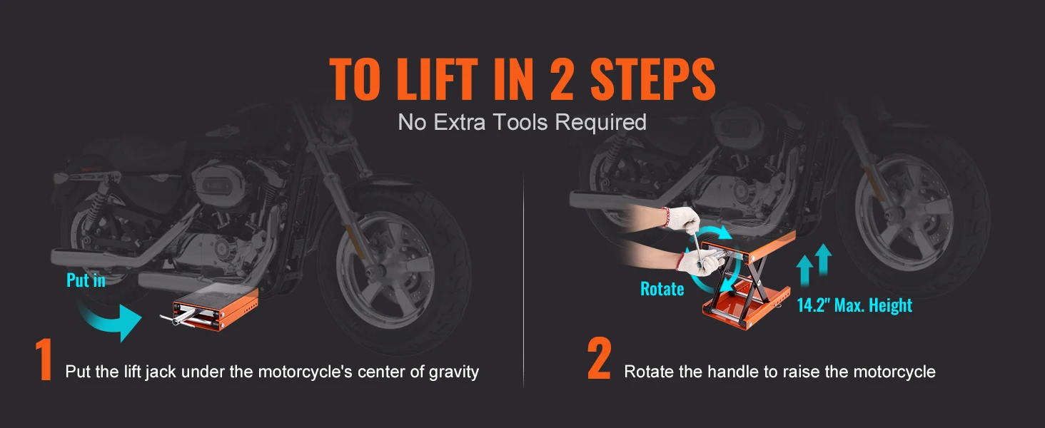 SucceBuy Motorcycle Lift 350/1100/1500 LBS Capacity Motorcycle Scissor Lift Jack with Wide Deck&Safety Pin for Bikes Motorcycles