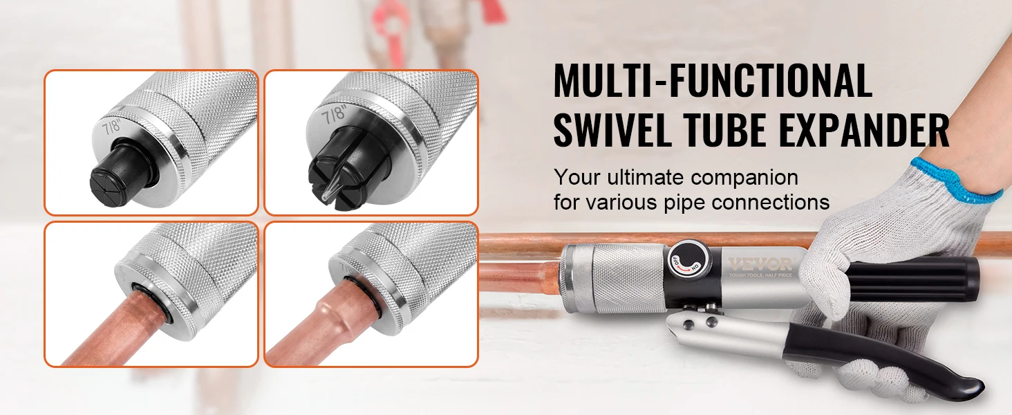SucceBuy Hydraulic Tube Expander w/ 7 Pipe Expander Heads Deburring Tool Pipe Cutter for Copper Aluminum Brass Soft Steel Pipes