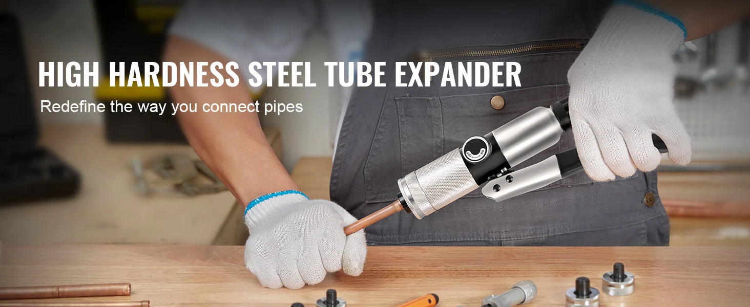 SucceBuy Hydraulic Tube Expander w/ 7 Pipe Expander Heads Deburring Tool Pipe Cutter for Copper Aluminum Brass Soft Steel Pipes
