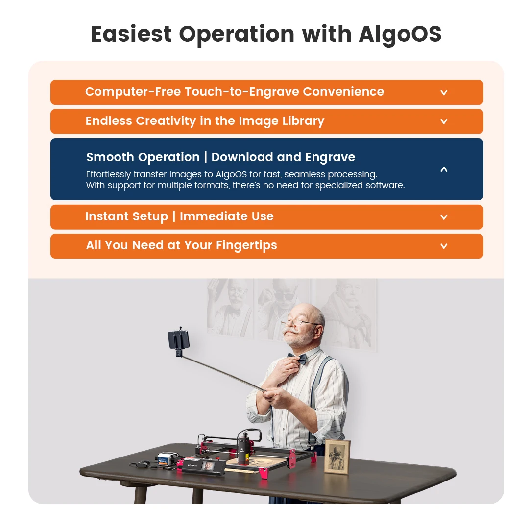 AlgoLaser Laser Engraver Machine 10W Exclusive 3.5" Touch Screen for DIY, Cutting Tool for Wood MDF CNC Router Carpentry Tools
