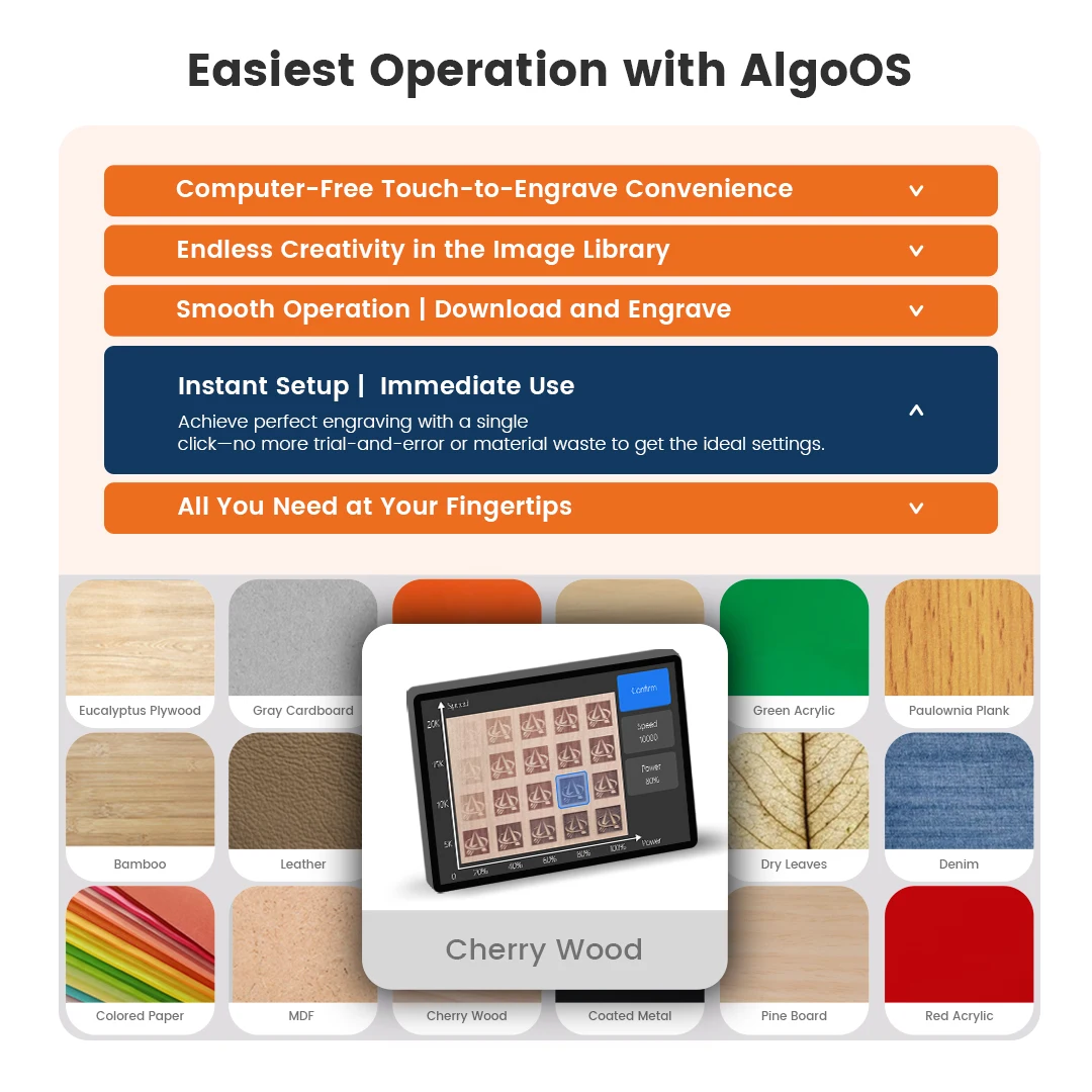 AlgoLaser Laser Engraver Machine 10W Exclusive 3.5" Touch Screen for DIY, Cutting Tool for Wood MDF CNC Router Carpentry Tools