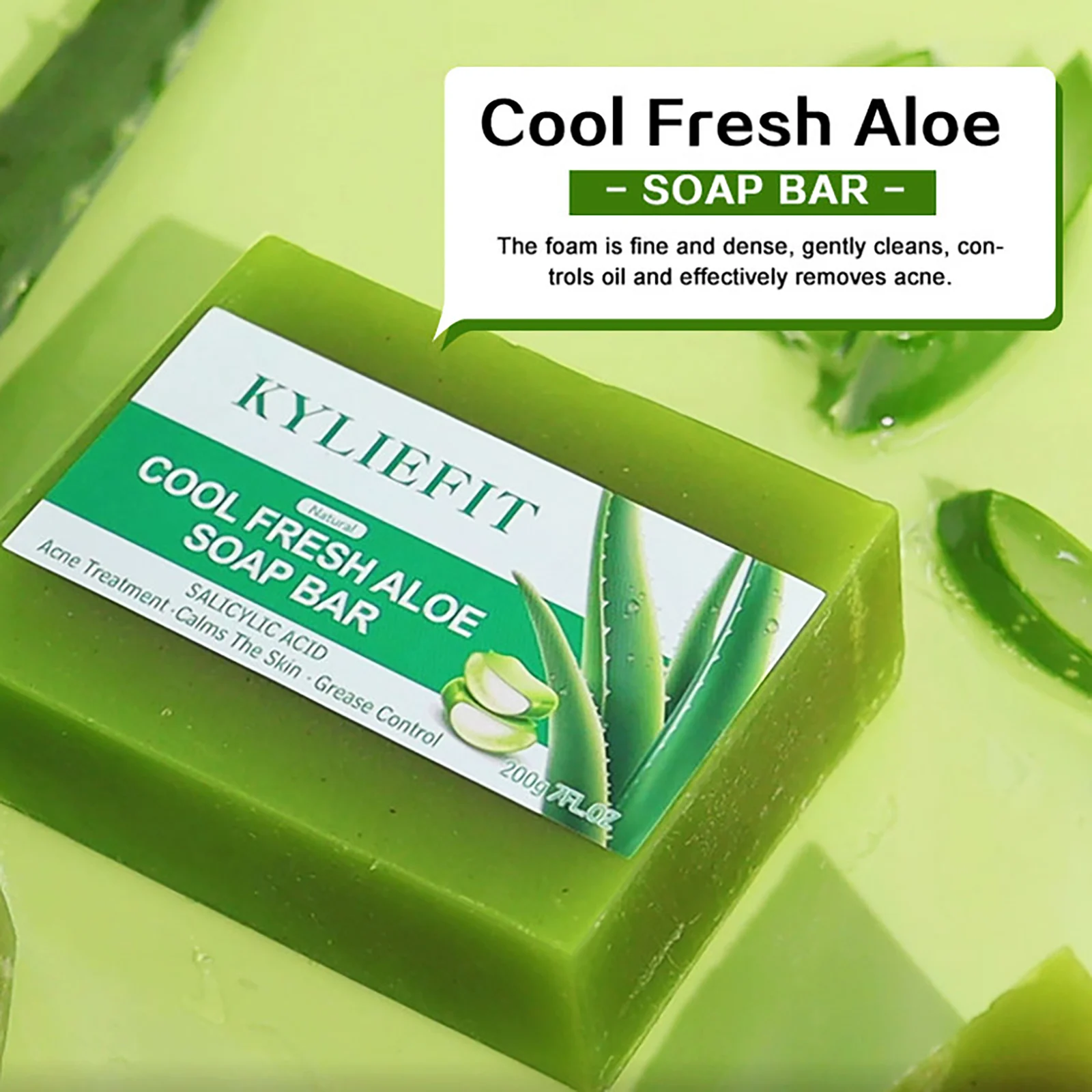 AILKE Aloe Vera Whitening Soap, Remove Acne, Pimples, Skin Radiant, Improve Skin Luster, Vegan Bath Wash for Women and Men, 200g