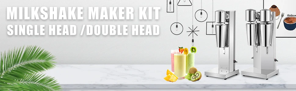 SucceBuy Milk Shake Machine 800ML Commercial Auto Double Cups Milkshaker Stainless Steel Shaking Maker Bubble Boba Drink Mixer