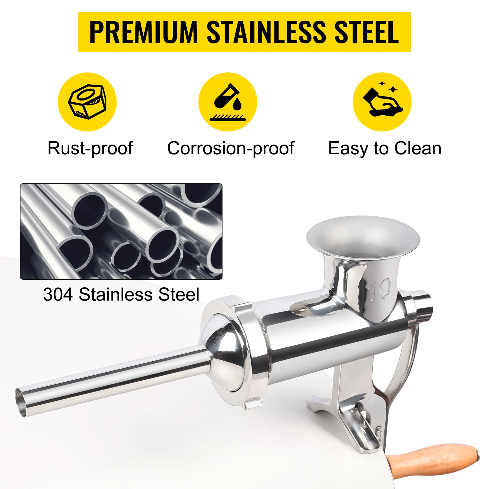SucceBuy Manual Meat Grinder 304 Stainless Steel Hand Meat Grinder with Steel Table Clamp Meat Mincer Sausage Maker