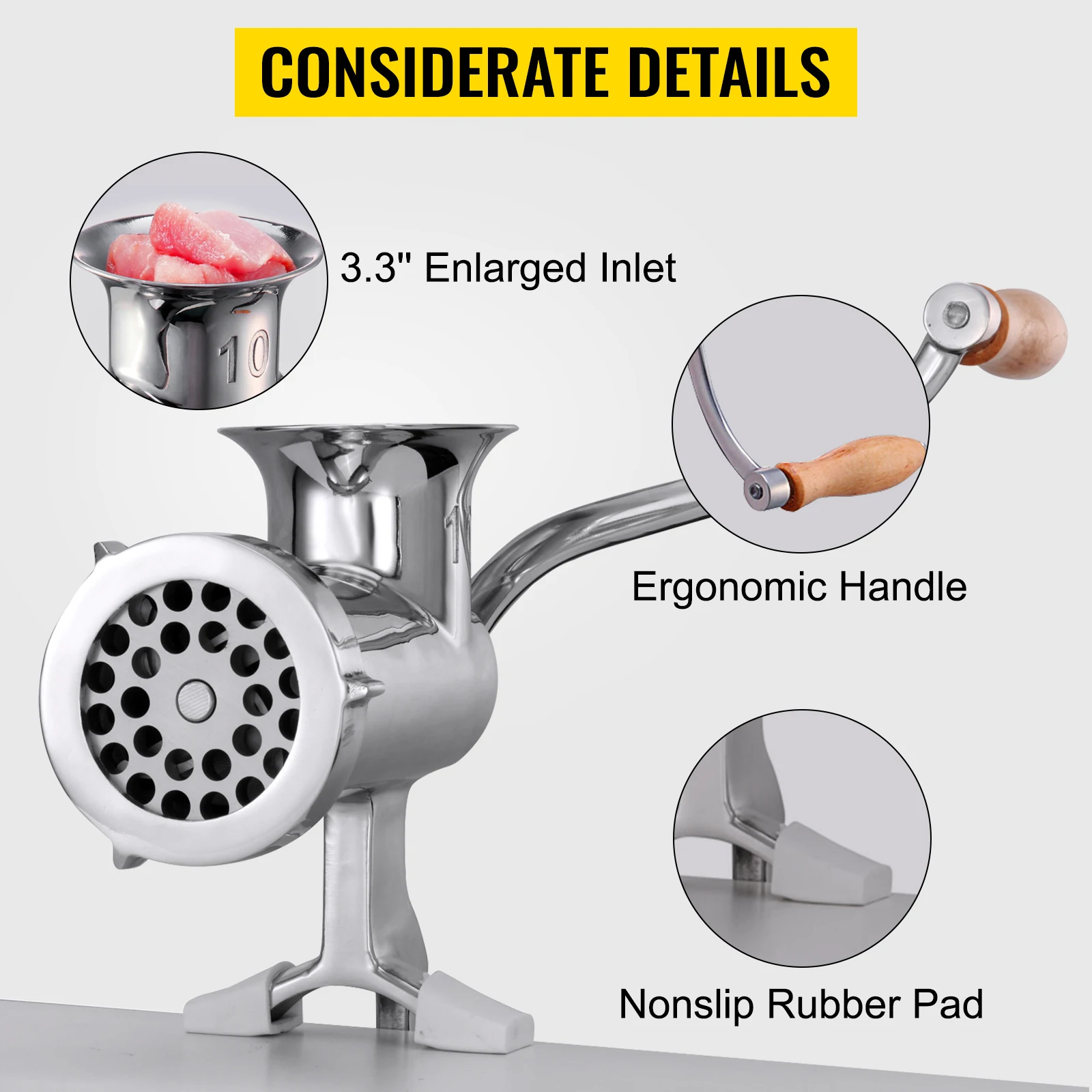 SucceBuy Manual Meat Grinder 304 Stainless Steel Hand Meat Grinder with Steel Table Clamp Meat Mincer Sausage Maker