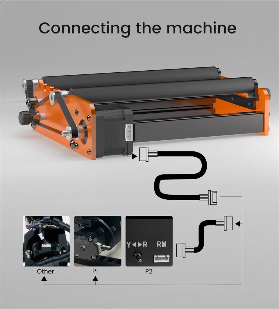 ACMER M2 Laser Engraver Universal Rotary Roller Y-Axis Laser Rotary Module 360 Degree Rotating For Engraving Cylindrical Objects