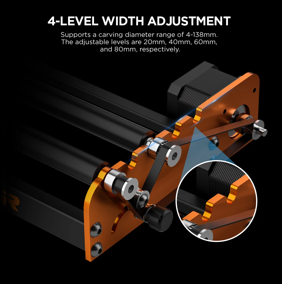 ACMER M2 Laser Engraver Universal Rotary Roller Y-Axis Laser Rotary Module 360 Degree Rotating For Engraving Cylindrical Objects