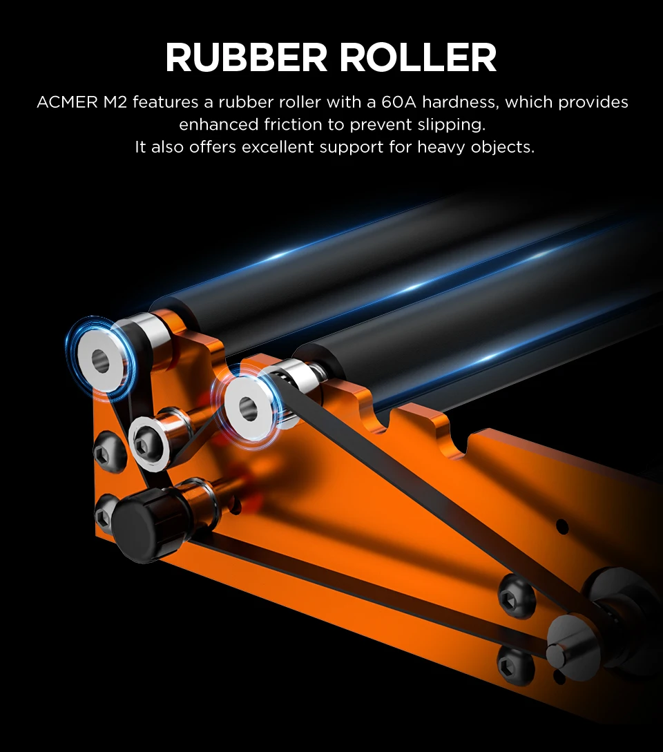 ACMER M2 Laser Engraver Universal Rotary Roller Y-Axis Laser Rotary Module 360 Degree Rotating For Engraving Cylindrical Objects