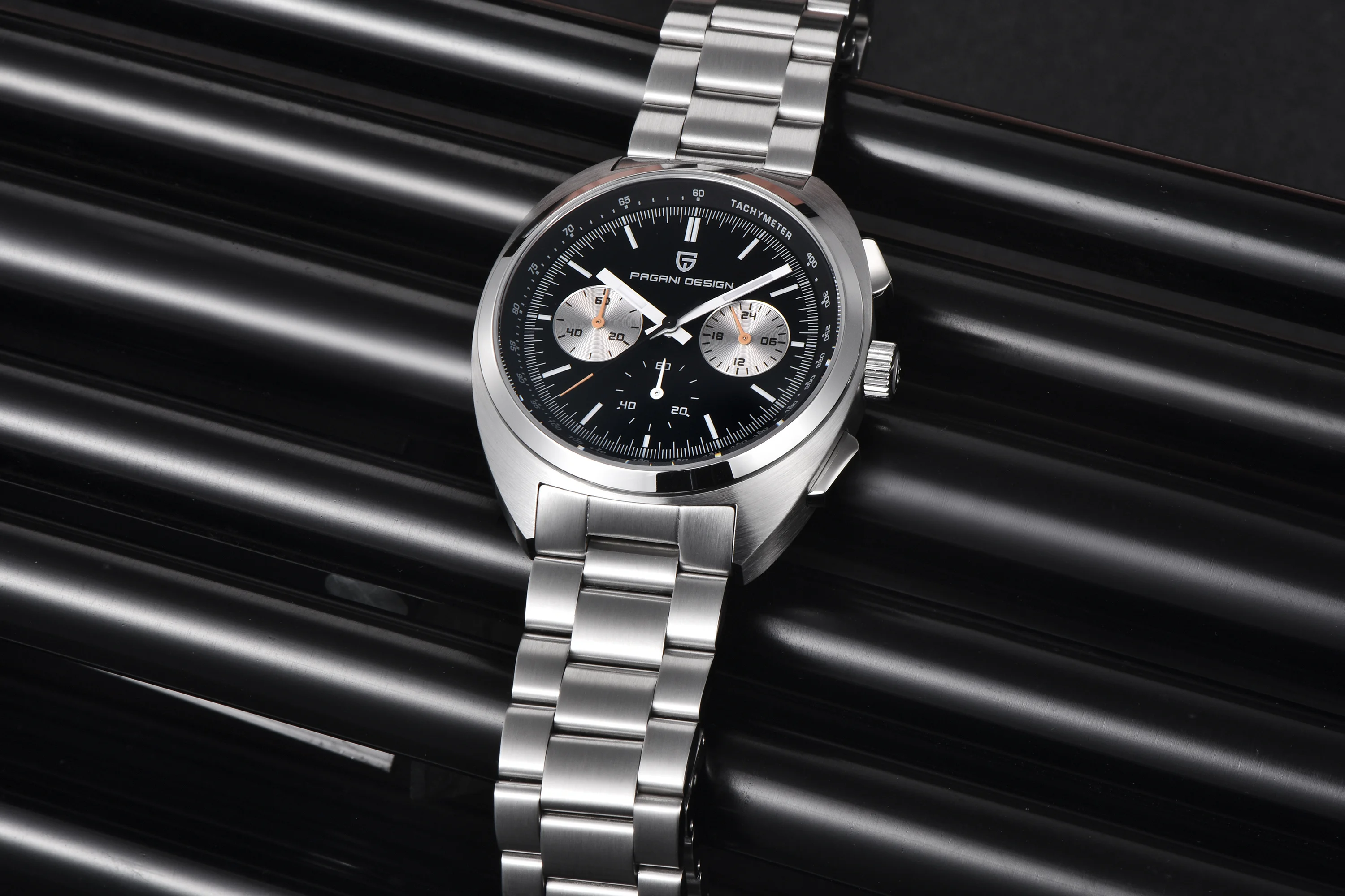 PAGANI DESIGN 2025 New Panda Dial Men Watches Luxury Quartz Watch For Men Japan VK63 Sport Chronograph Sapphire glass Wristwatch