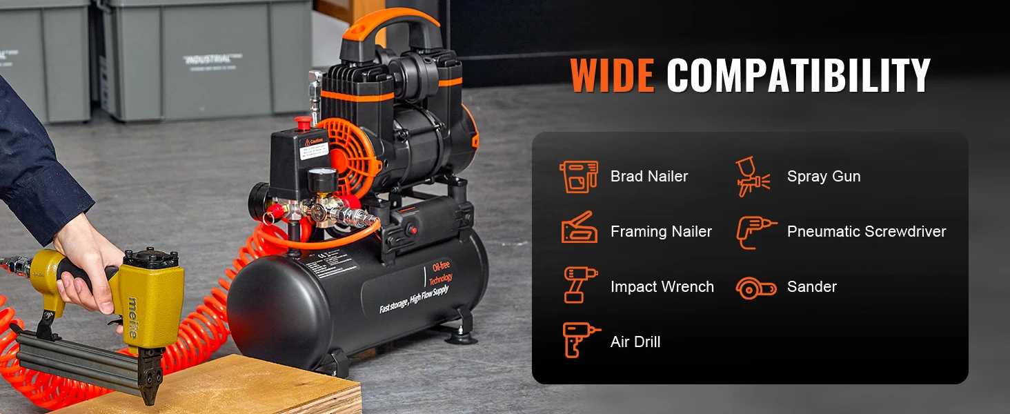 SucceBuy Air Compressor 9L 18L 24L 35L Oil-free Portable Air Pump for Home Repair Tire Inflation Woodwork Nailing Compressor